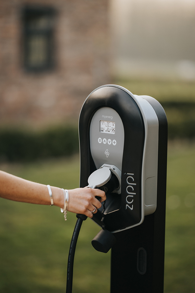Zappi EV Car Charging station with pedestal