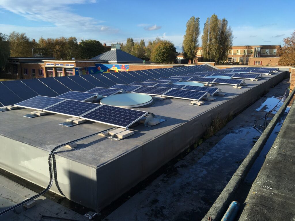 Roof PV installation at Northfield St Nicholas Academy