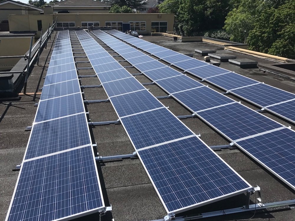 Goosewell academy main PV array during installation