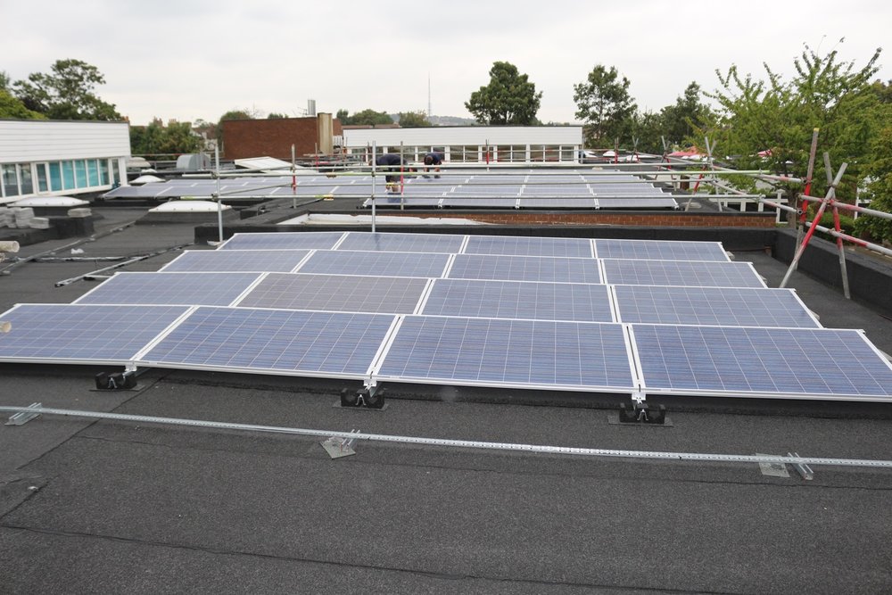 Showing a multi array installation across multiple roofs of Broadmead primary academy