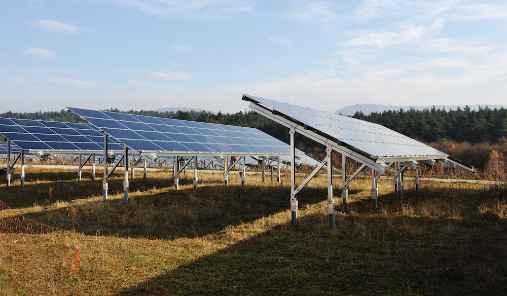 A field of ground mounted solar panels