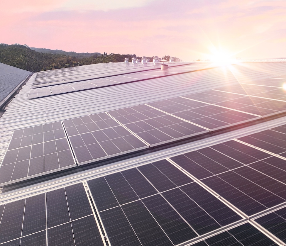 Solar Panels on a flat hospital roof