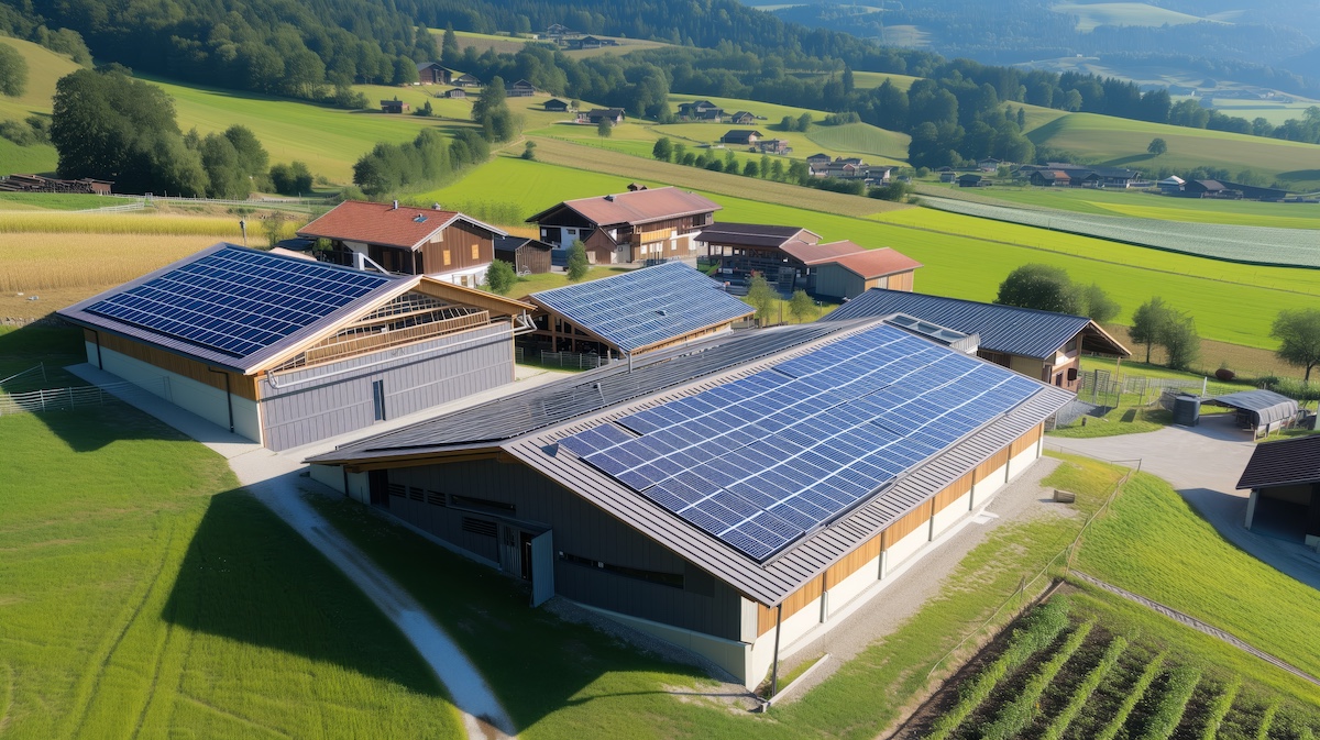 Solar panels on a farm barn